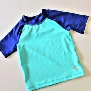 COLOR-BLOCK RASH-GUARD SWIM TOP LIKE NEW